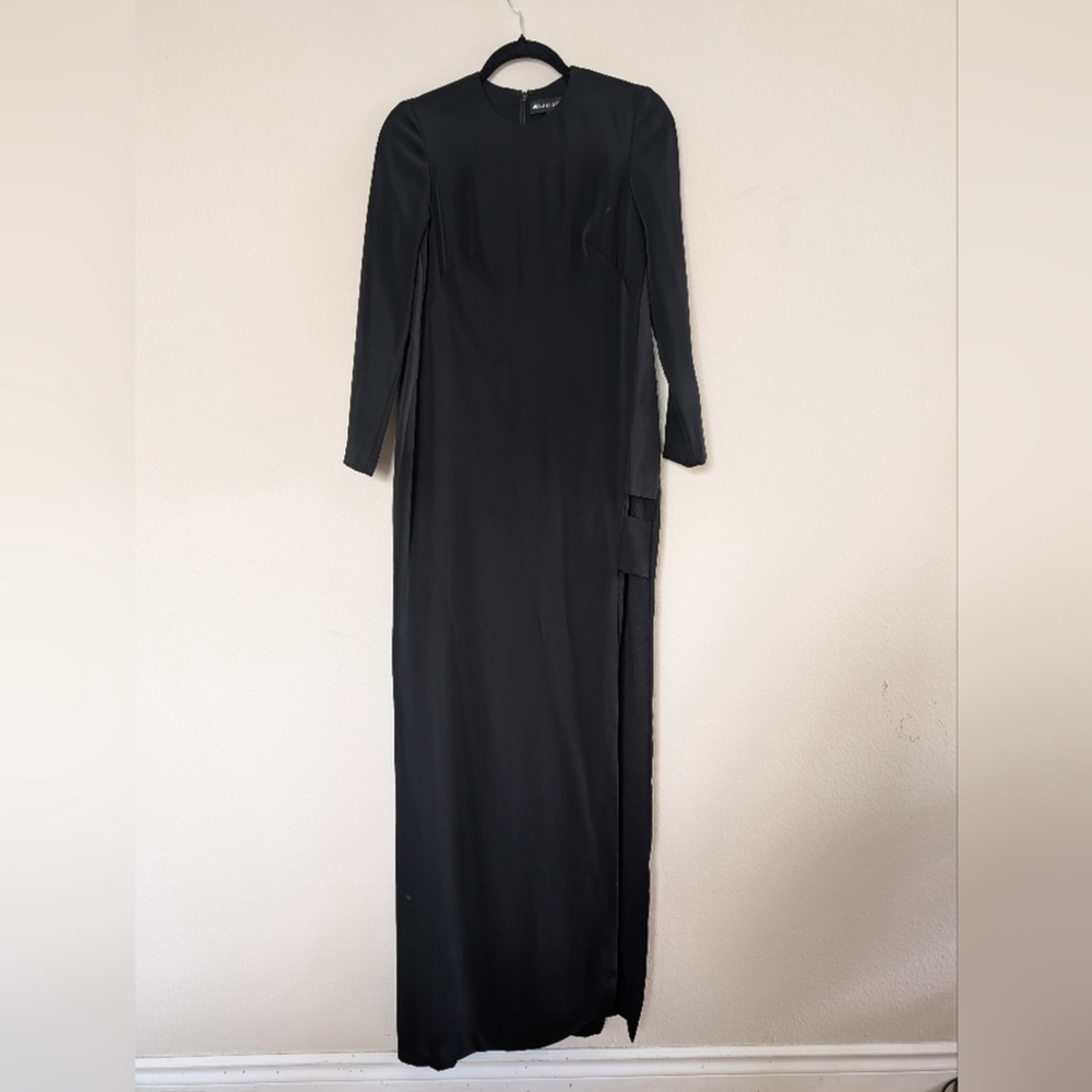 Jill Jill Stuart Long Sleeve High Slit Black Formal Evening Gown Size 0 - Picture 4 of 7